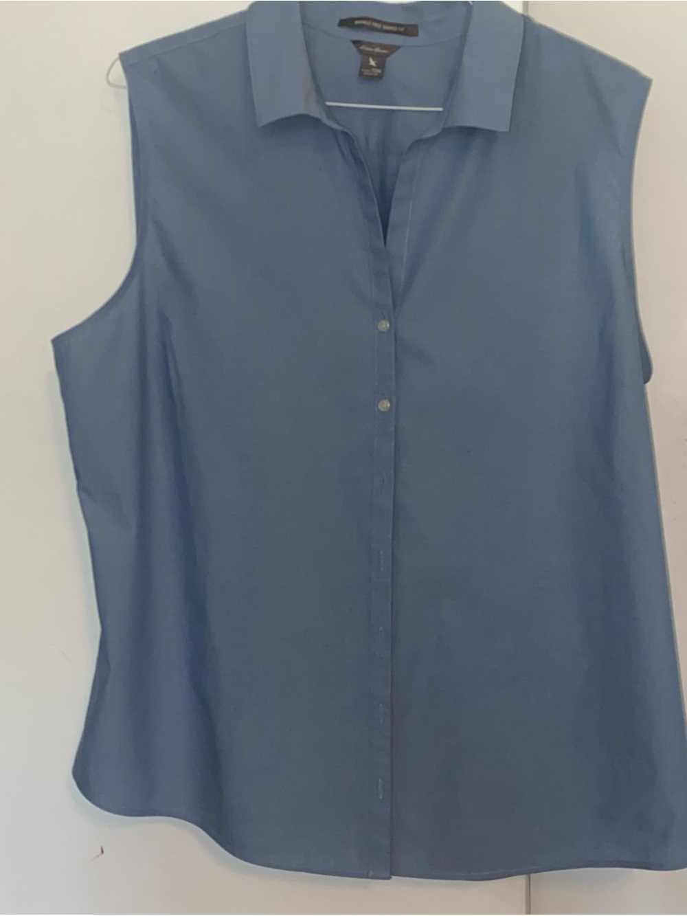 Women’s Eddie Bauer Sleeveless Blue Button-Front Top, size T2XL